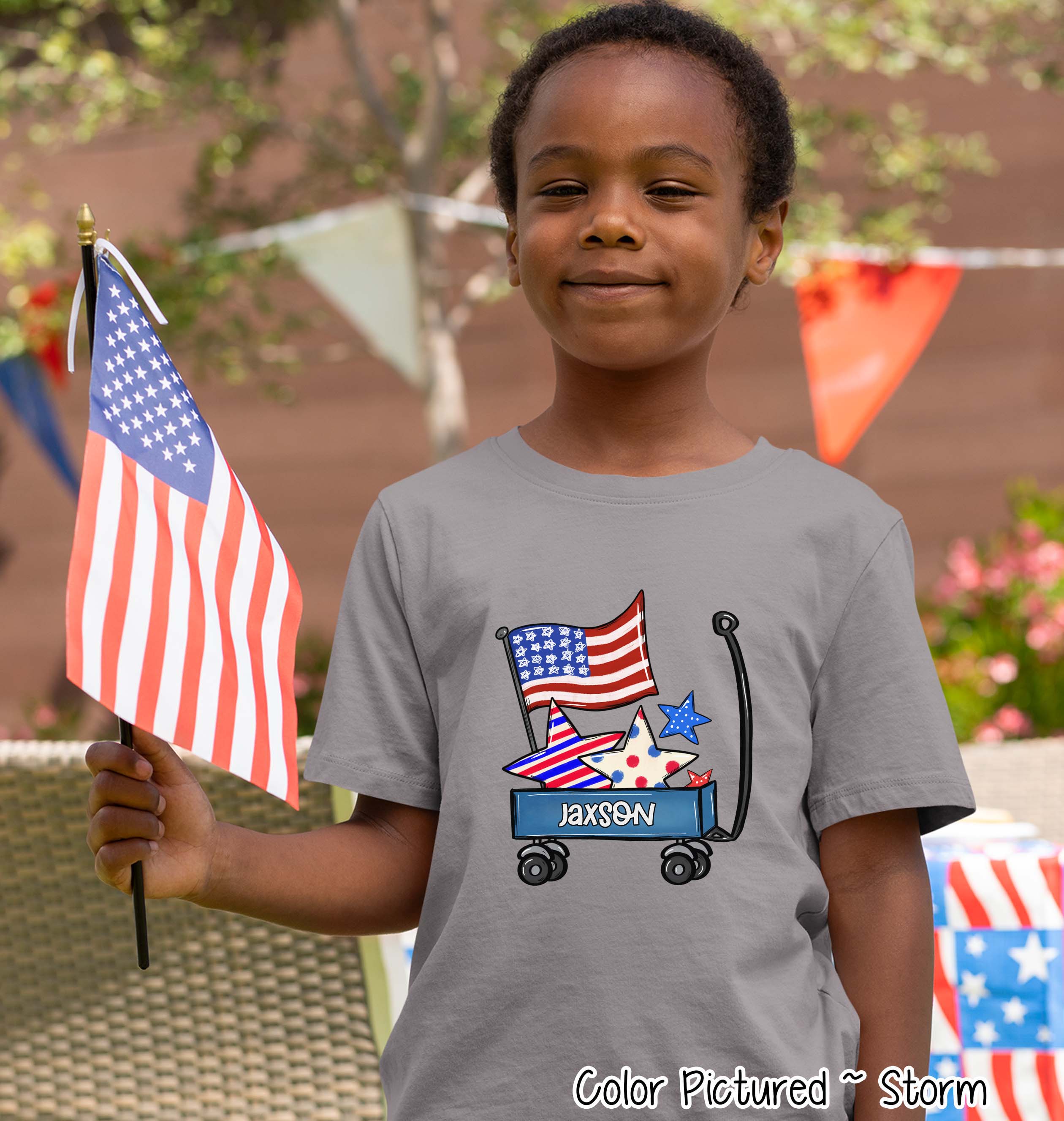 Patriotic Blue Wagon Customized with Name Tee
