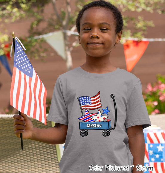 Patriotic Blue Wagon Customized with Name Tee