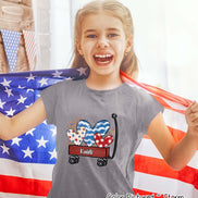 Patriotic Red Wagon Customized with Name Tee