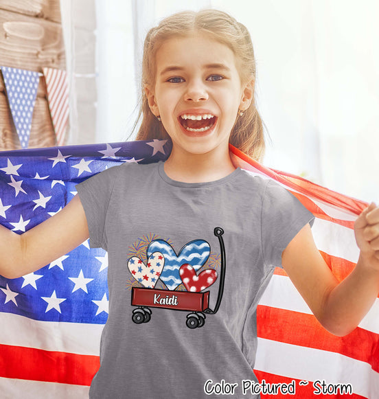 Patriotic Red Wagon Customized with Name Tee