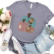 Patchwork Fall Pumpkin Trio Monogram Tee