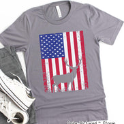 American Flag with Deer Patriotic Tee