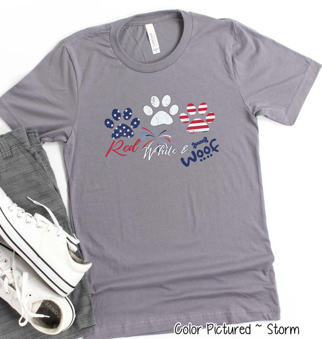 Red White and Woof Dog Lovers Patriotic Tee