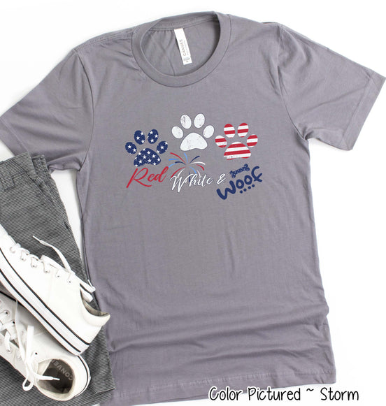 Red White and Woof Dog Lovers Patriotic Tee