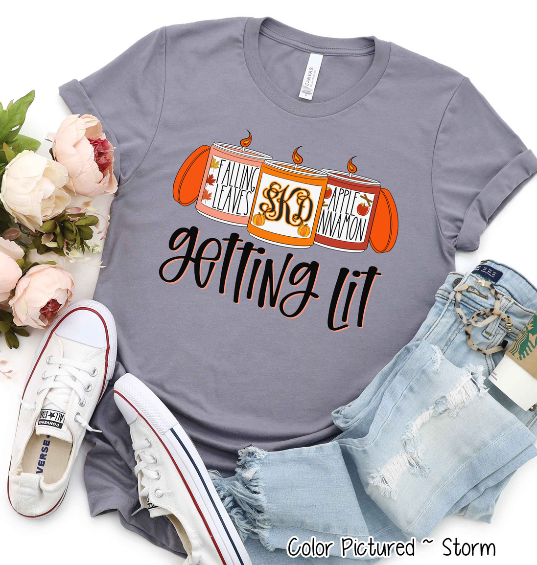Getting Lit Fall Monogram Candles Tee