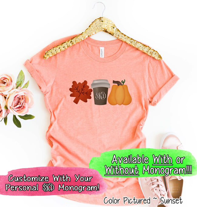 Leaf's, Latte's, & Pumpkin's Monogram Tee