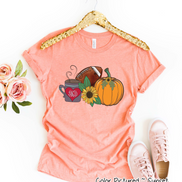 Latte Football and Pumpkin Monogram Fall Tee