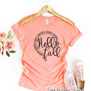 Hello Fall Pumpkins Bonfires Leaves Sweaters S'mores Football Tee