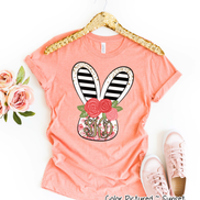 Monogram Rose and Black Bunny Head Easter Tee
