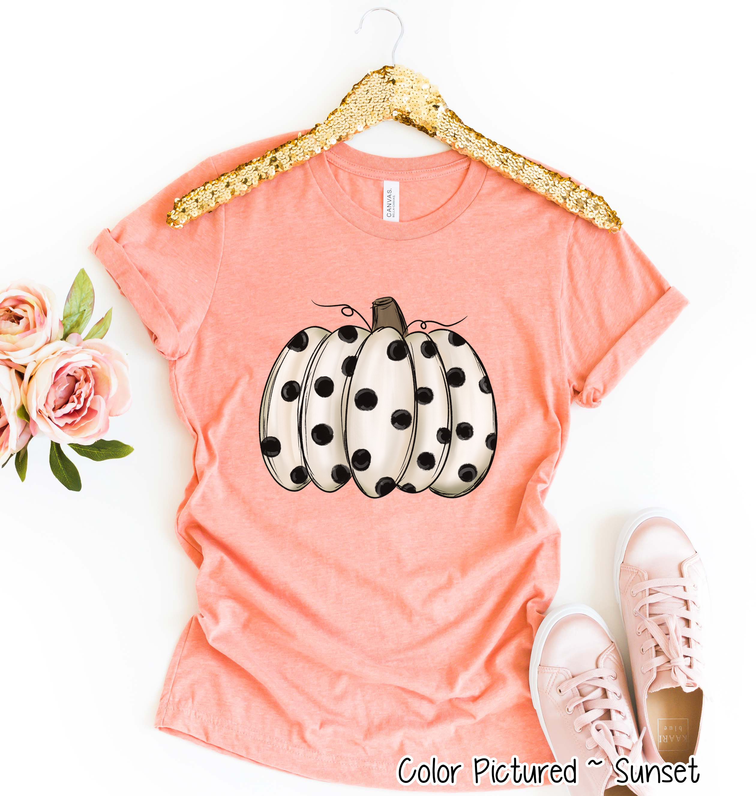 White Polka Dot Pumpkin Shirt
