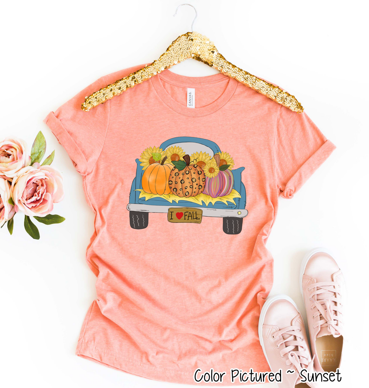 Vintage Truck full of Pumpkins Fall Tee