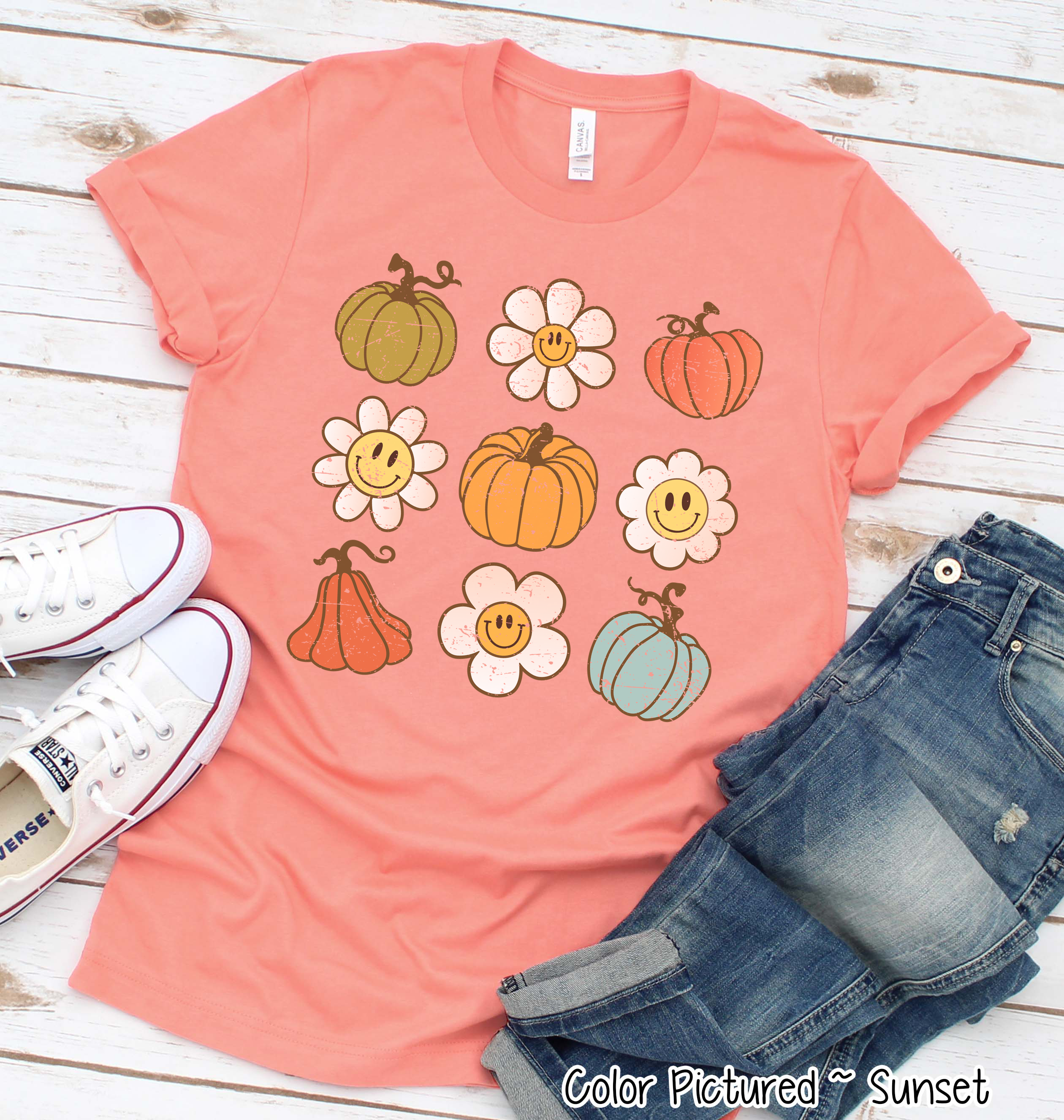 Retro Pumpkins & Daisys Fall Tee