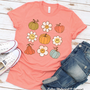 Retro Pumpkins & Daisys Fall Tee