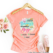 Personalized Shirt For Gigi Every Bunny's Favorite & Easter Eggs with Custom Grandkids Name Easter Day Tee