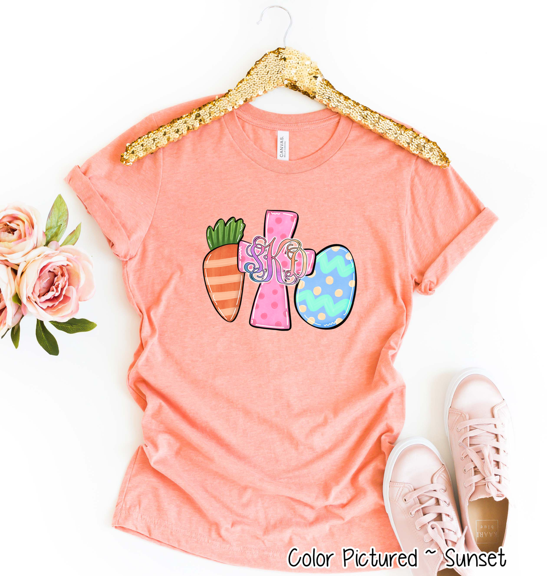 Monogram Carrot Cross & Egg Easter Tee