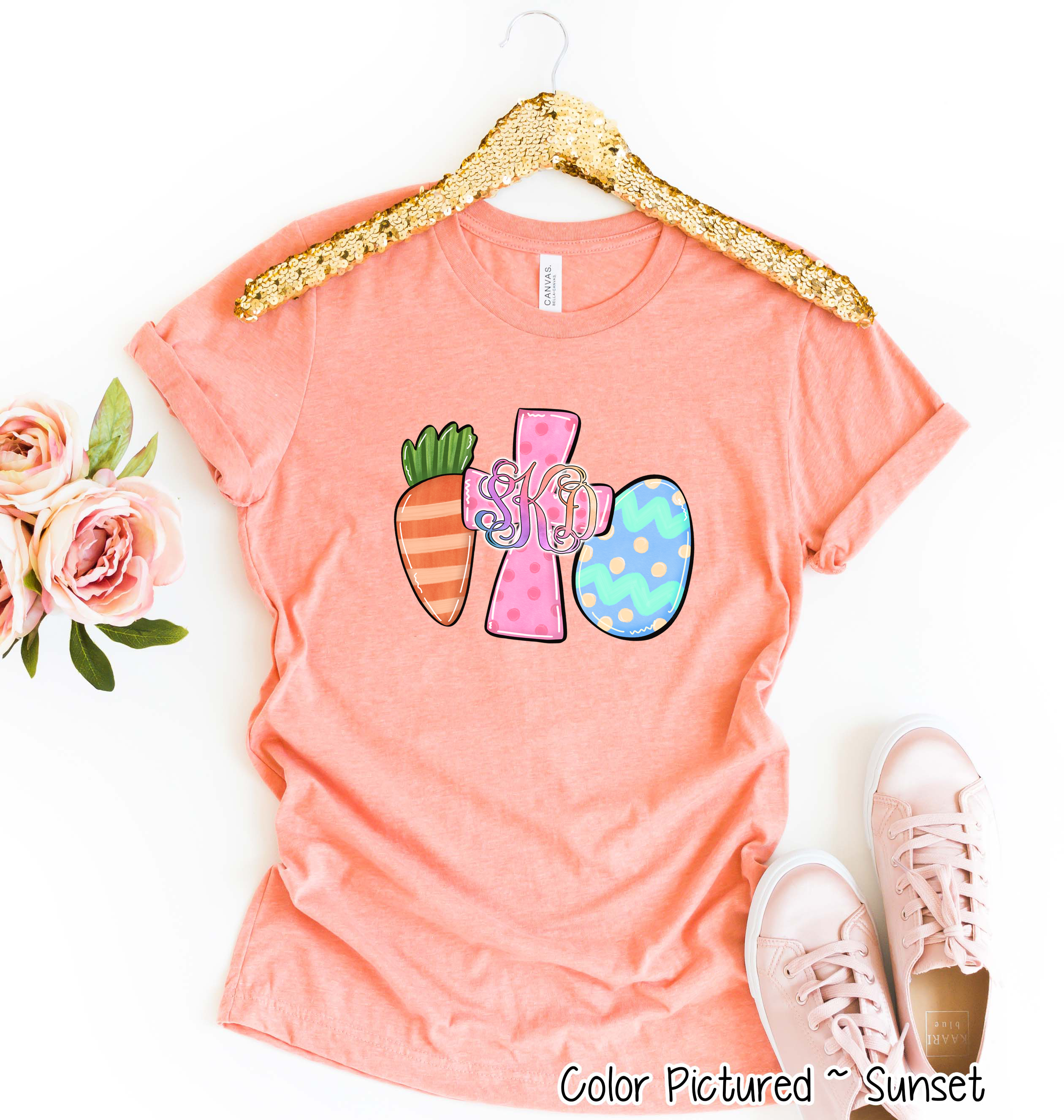 Monogram Carrot Cross & Egg Easter Tee