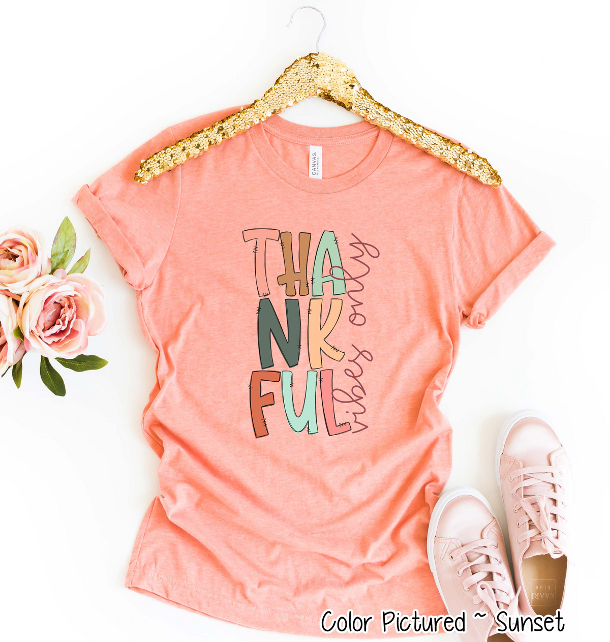 Fall Thankful Vibes Only Tee