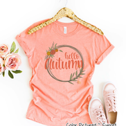 Hello Autumn Fall Floral Wreath Tee