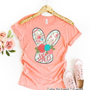 Monogram Blue and Rose Bunny Head Easter Tee