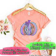 Purple Watercolor Monogram Pumpkin Tee
