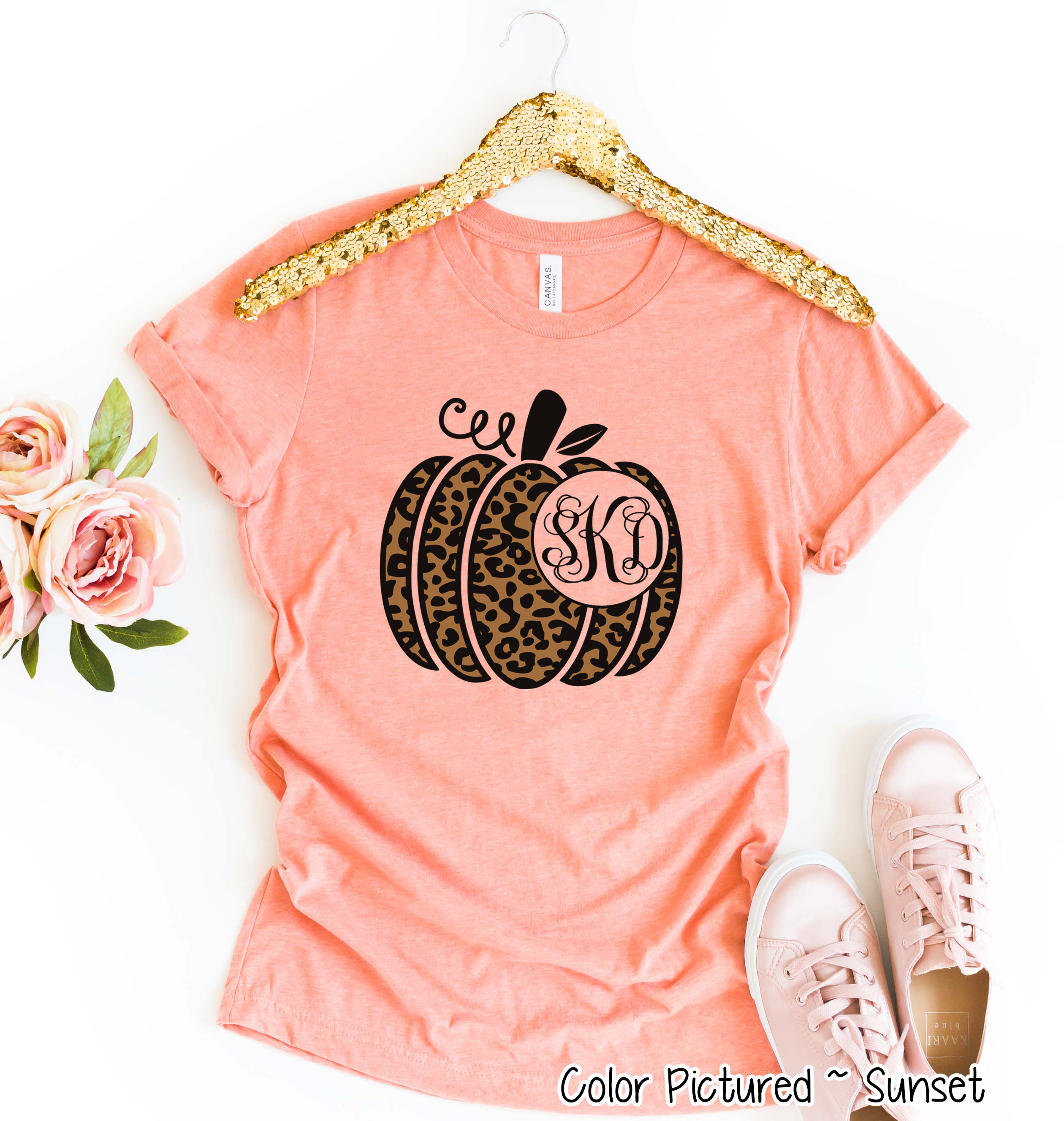 Leopard Pumpkin Monogram Tee