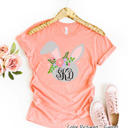 Monogram Floral Bunny Head Easter Tee
