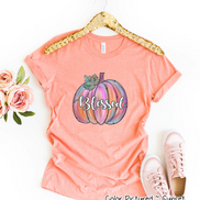 Pink Watercolor Blessed Pumpkin Tee