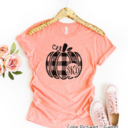 Black Plaid Monogram Pumpkin Tee