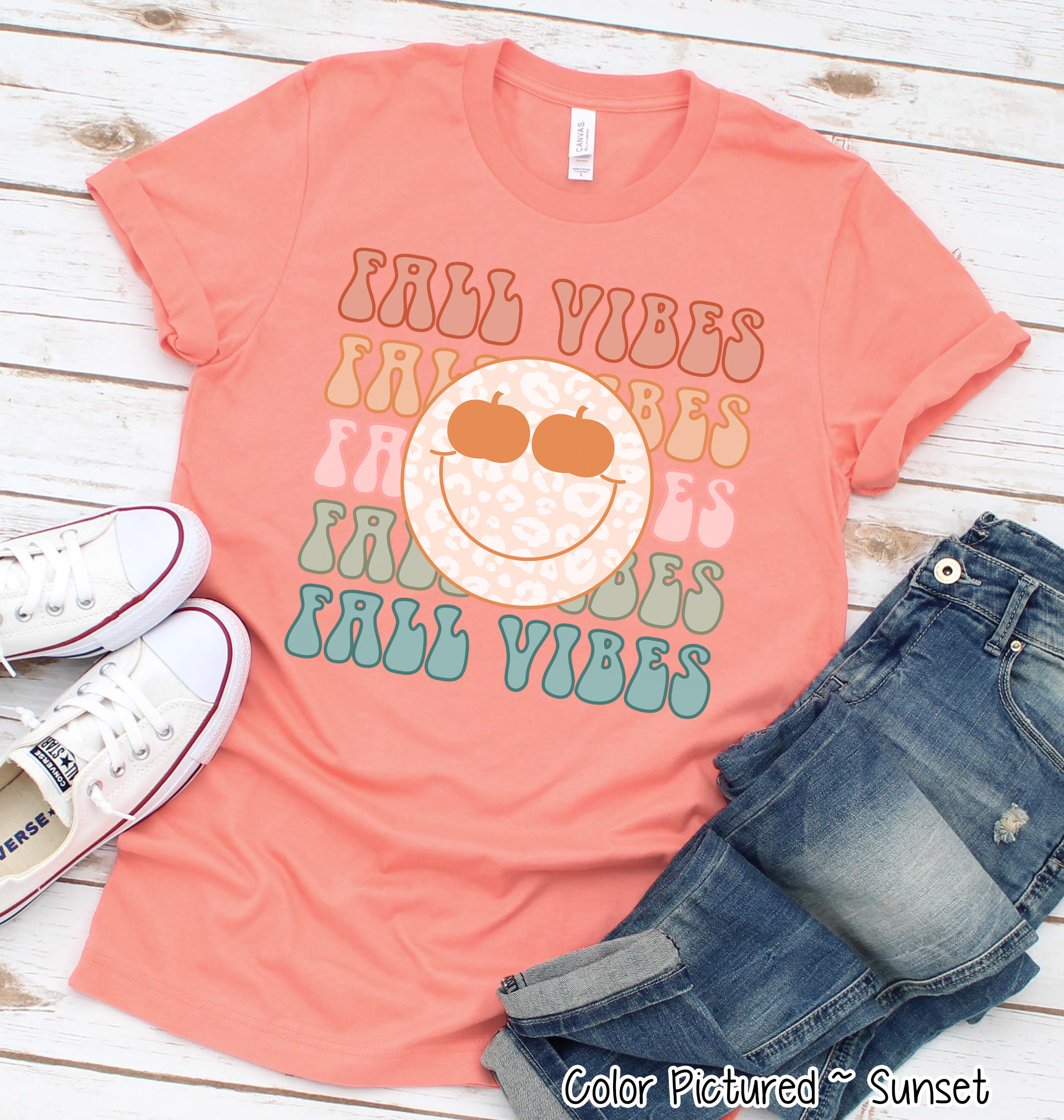 Retro Fall Vibes Smile Fall Tee