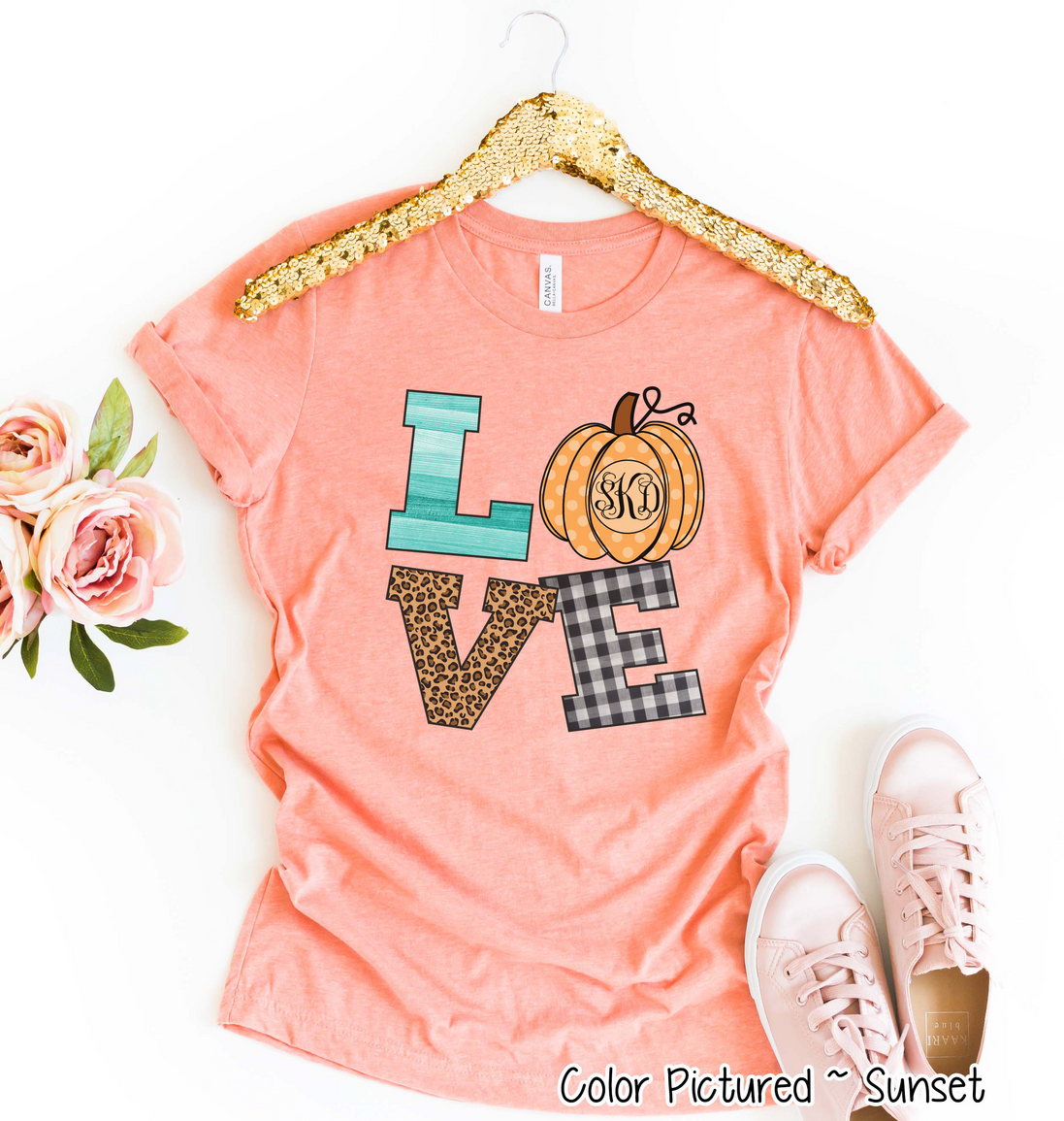 LOVE Pumpkin Monogram Fall Tee