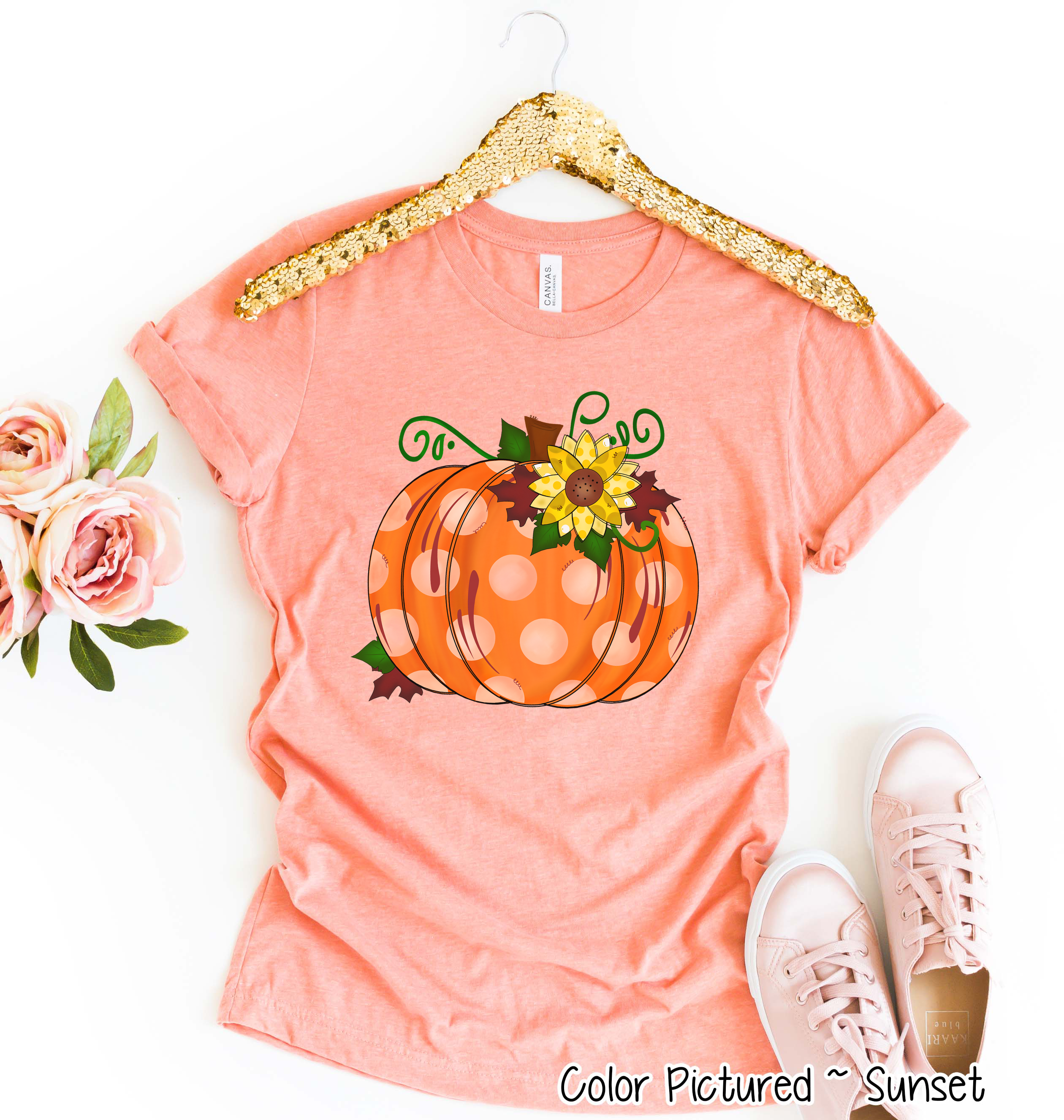 Polka Dot Pumpkin Fall Tee