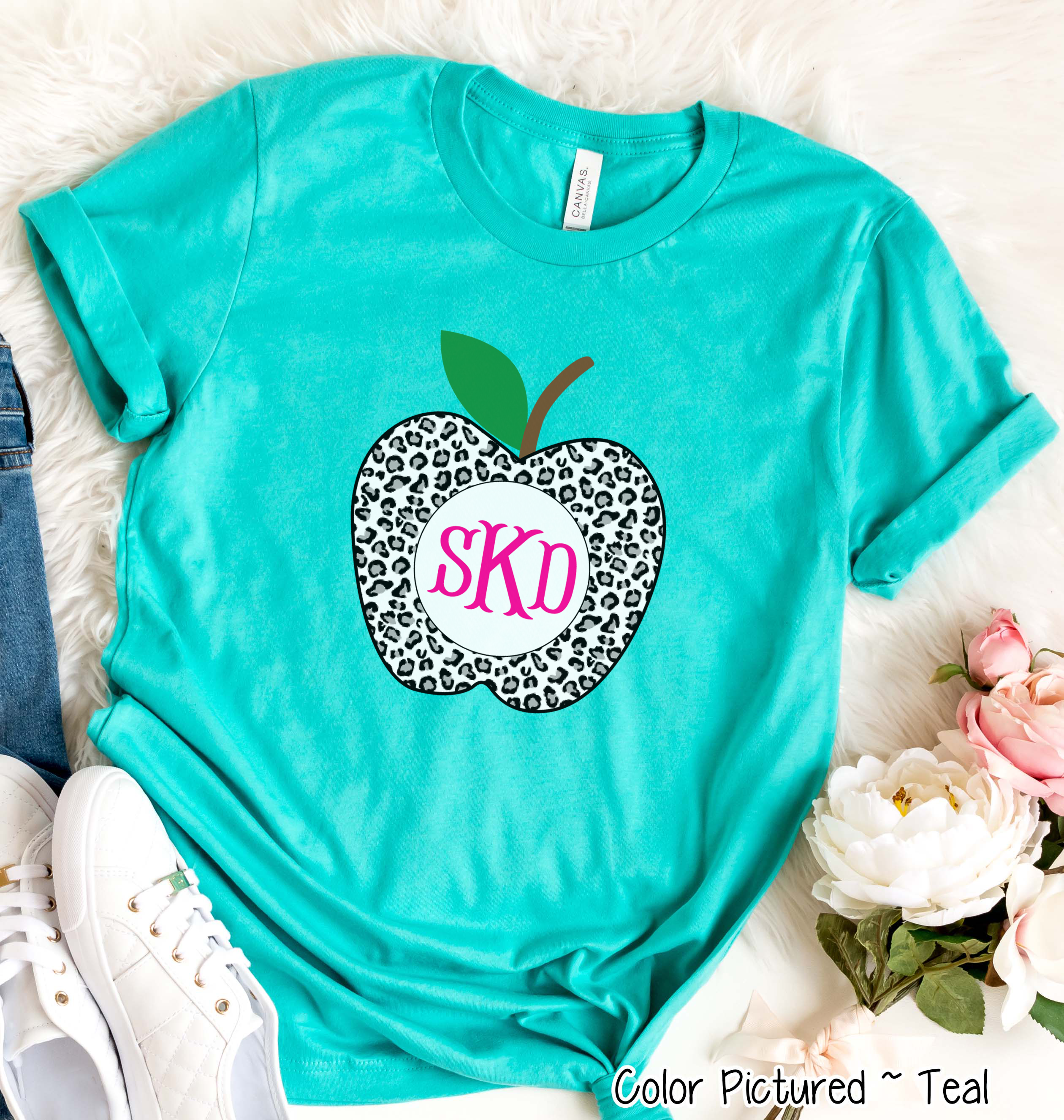 Monogram Snow Leopard Apple Tee