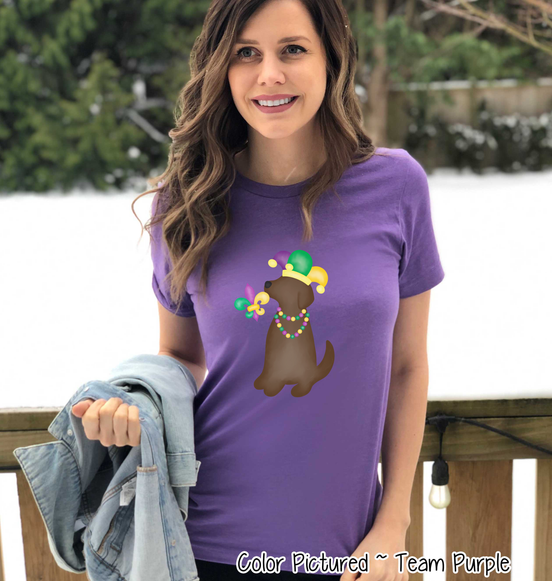 Brown Lab Mardi Gras Tee
