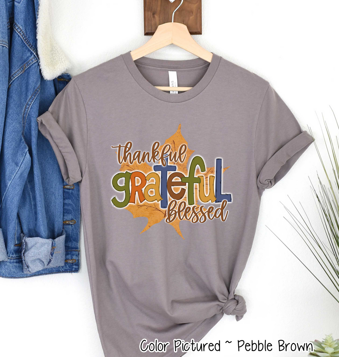 Thankful, Grateful, Blessed Fall Leaf Tee