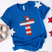 Watercolor American Flag Cross Tee