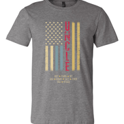 Custom Faded Patriotic Flag ~ Dad-Grandpa-Brother-Etc. Distressed Cream, Blue, Khaki Flag Tee
