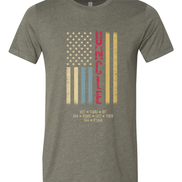 Custom Faded Patriotic Flag ~ Dad-Grandpa-Brother-Etc. Distressed Cream, Blue, Khaki Flag Tee