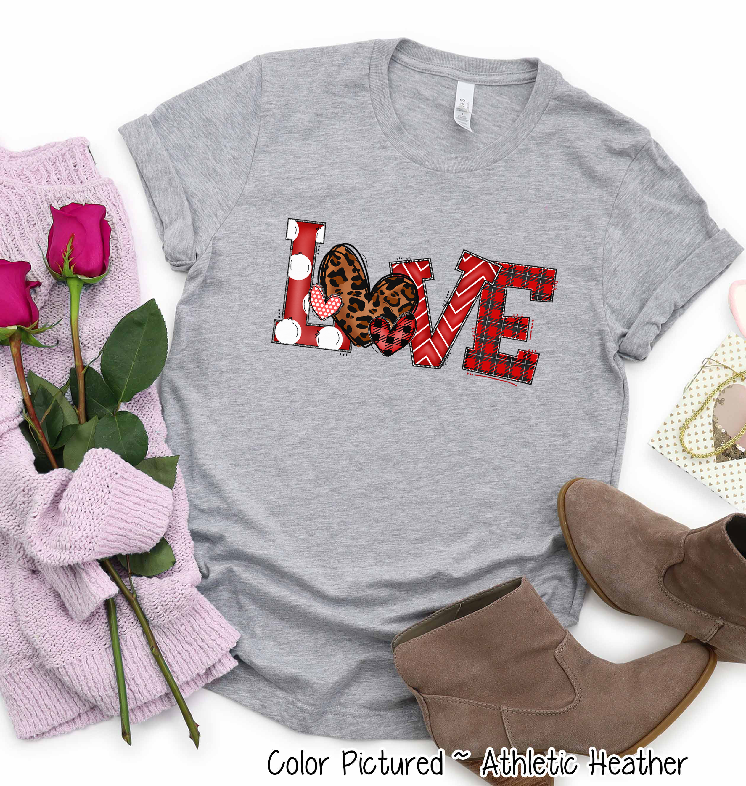 Leopard Cheetah Print Heart LOVE Valentine Shirt