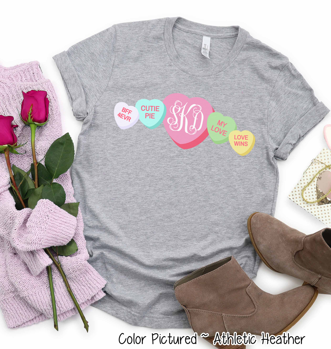Monogram Conversation Hearts Line Valentine Shirt