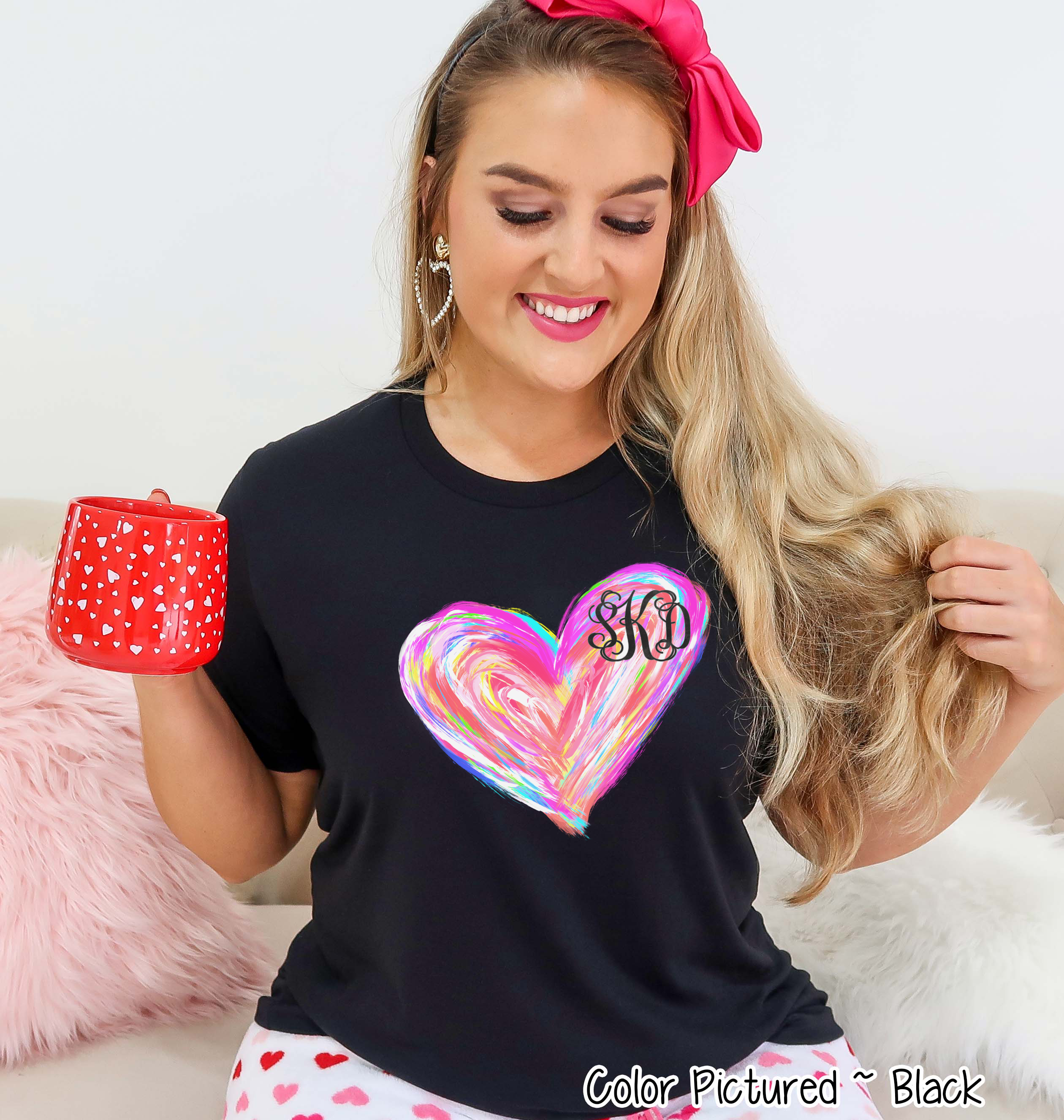 Monogram Watercolor Valentine Heart Shirt