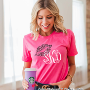 Monogram Pink Leopard Print Lips Valentine Shirt