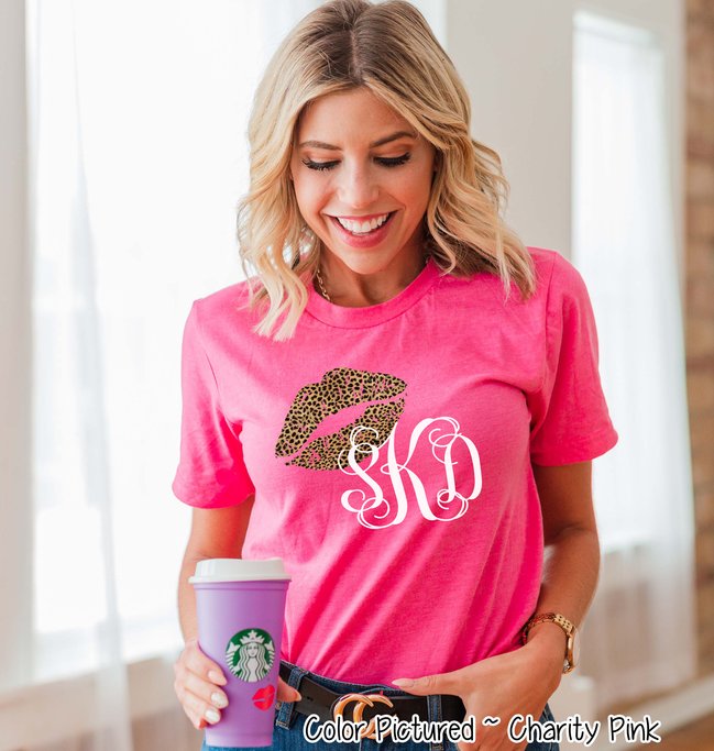 Monogram Leopard Print Lips Valentine Shirt