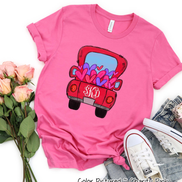 Monogram Red Truck with Hearts Valentine Shirt