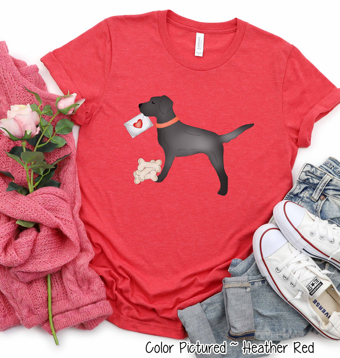 Black Lab Dog Letter Valentine Shirt