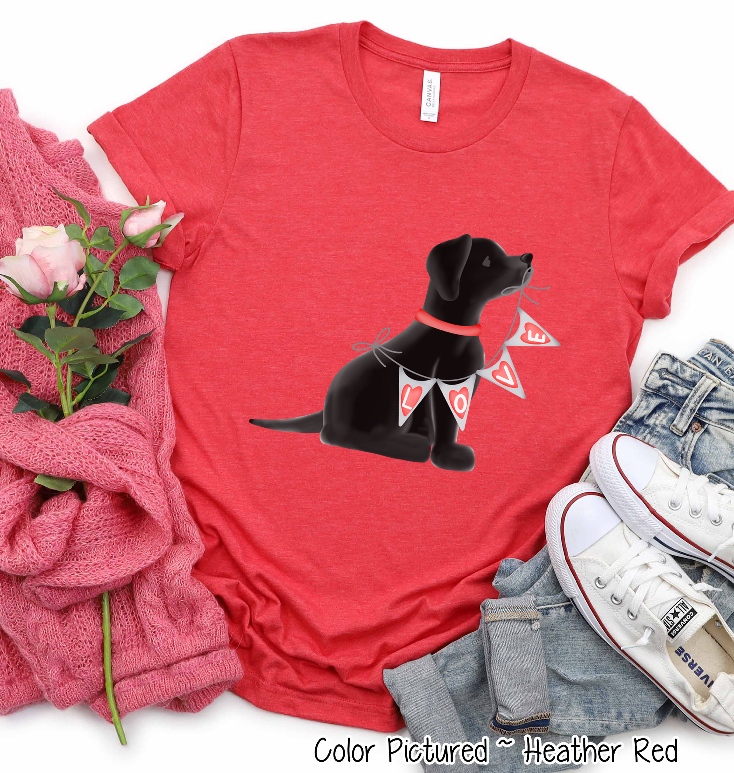 Black Lab Dog Love Valentine Shirt