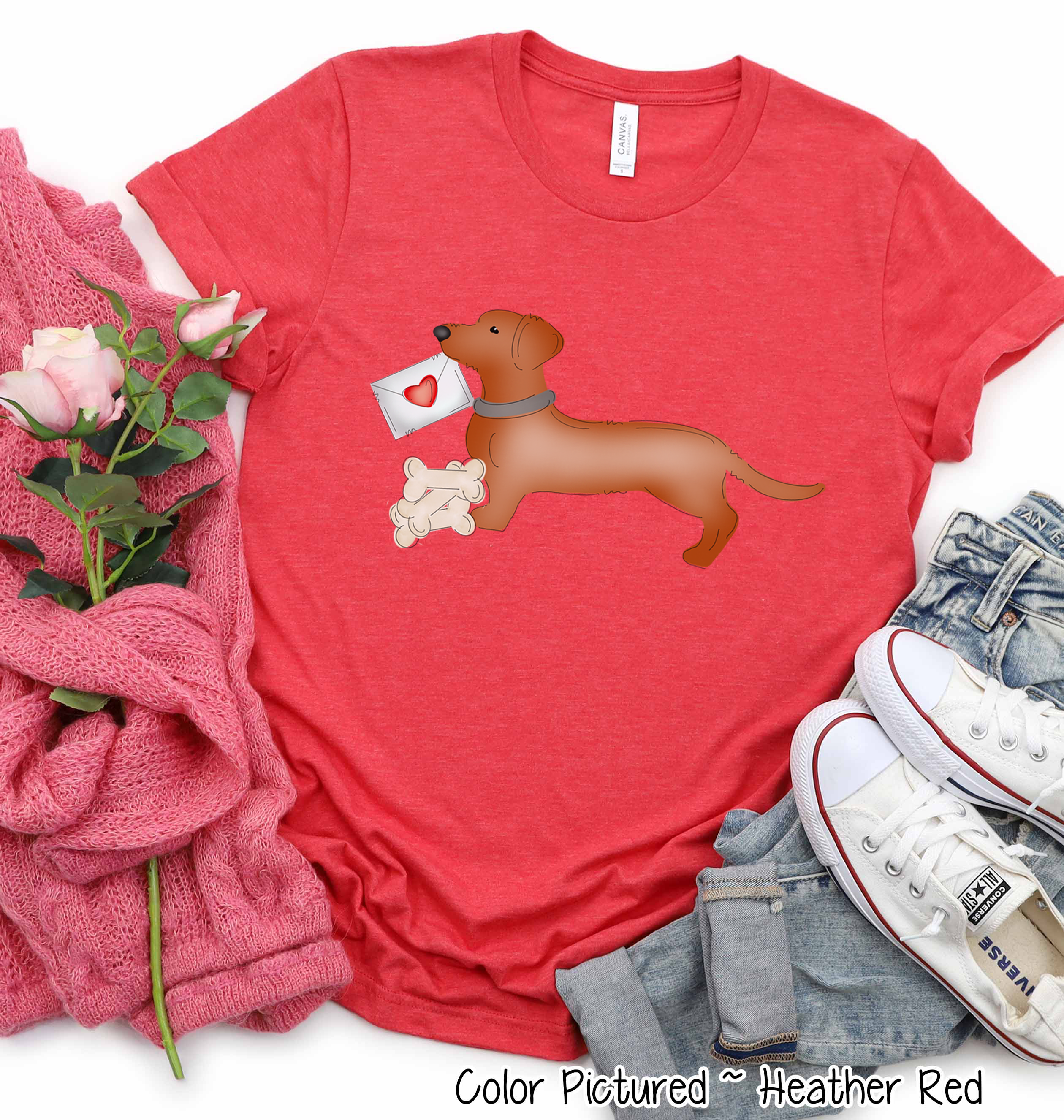 Daschund Dog Letter Valentine Shirt
