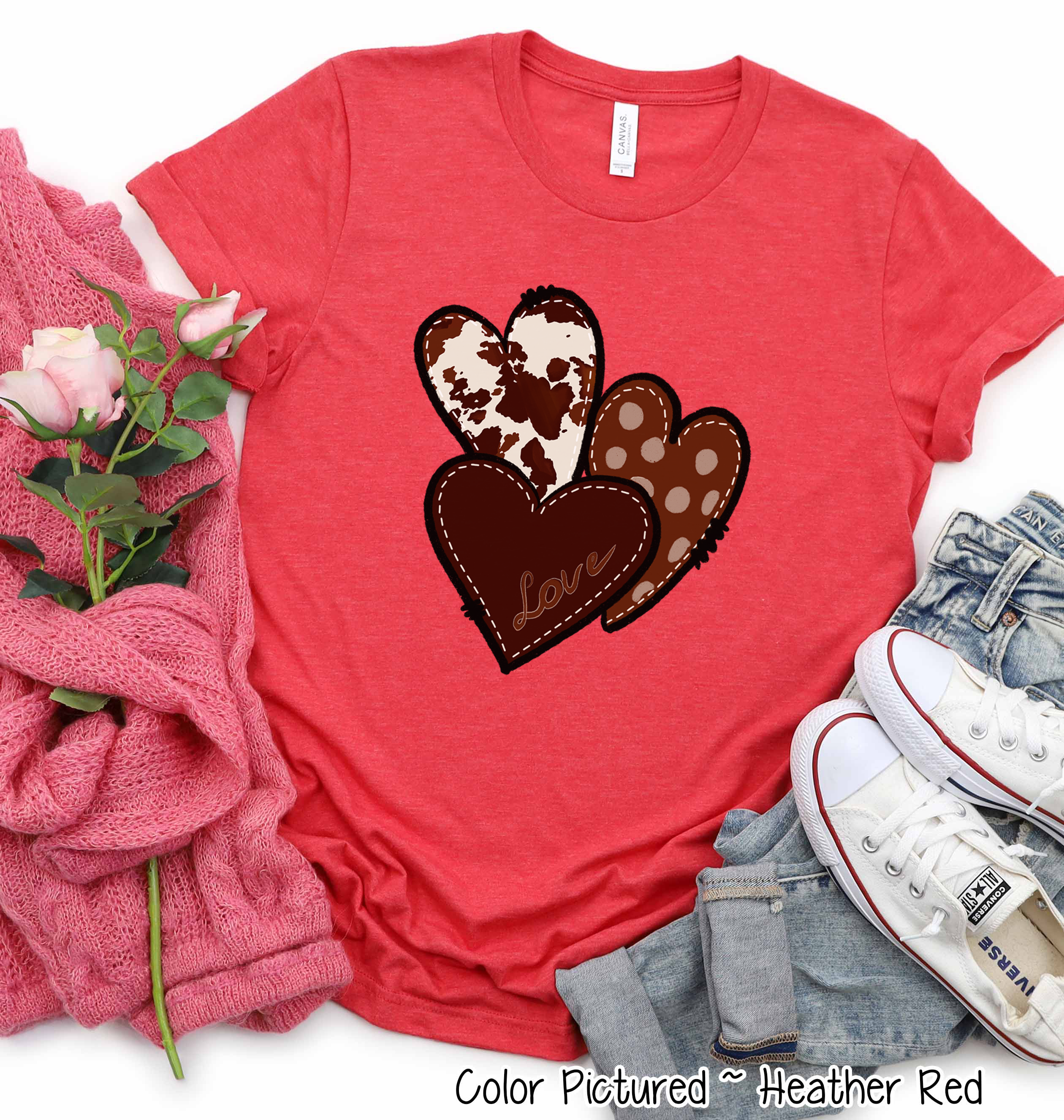 Western Cow Hide Heart Trio Valentine Shirt