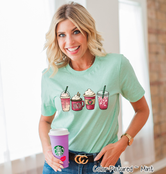 Monogram Coffee Drinks Valentine Shirt