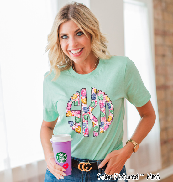 Monogram Conversation Hearts Prints Valentine Shirt