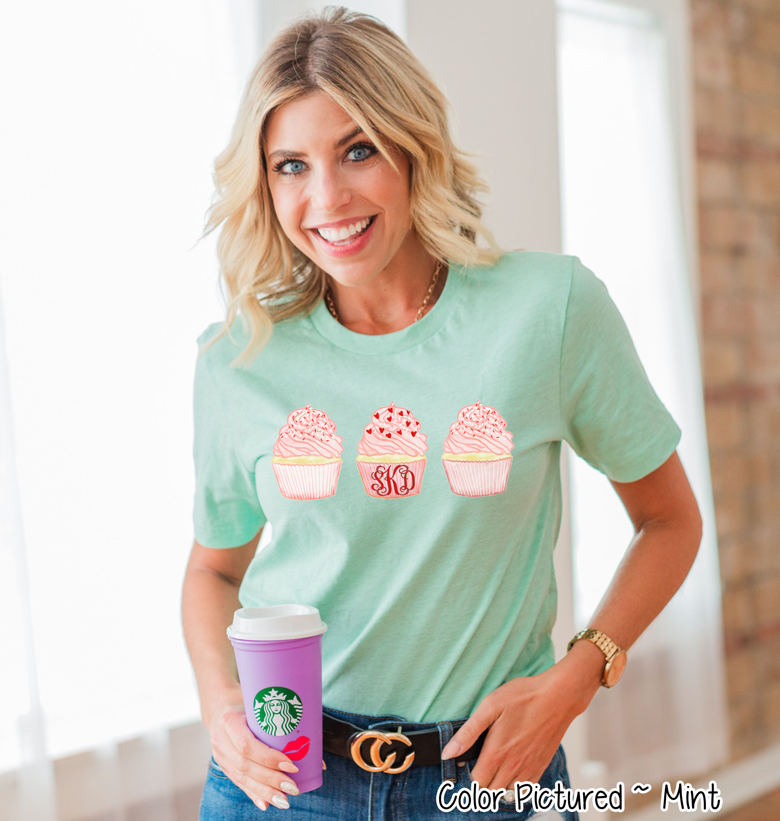 Monogram Cupcake Trio Valentine Shirt